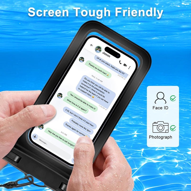 DNNBAO 2 Pack Waterproof Phone Pouch with Adjustable Lanyard for iPhone 17 16 15 14 13 12 Pro Max, for Samsung Galaxy S25/S24 up to 7.5", IPX8 Water Proof Phone Case Dry Bags Black/Black - Image 5